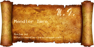Mendler Imre névjegykártya
